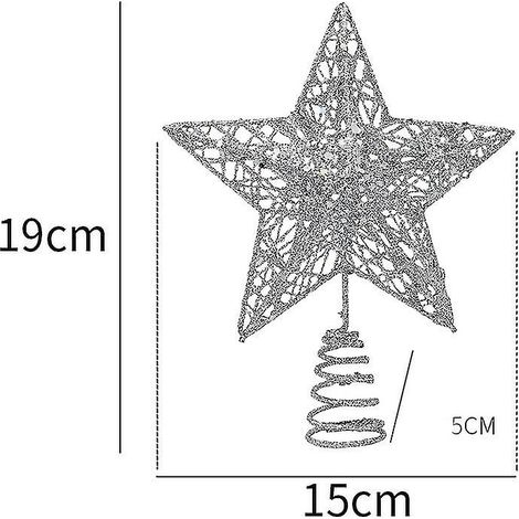 Étoile de sapin de Noël, étoile de sapin de Noël en métal pailleté pour les décorations de Noël et les fêtes (1/5)