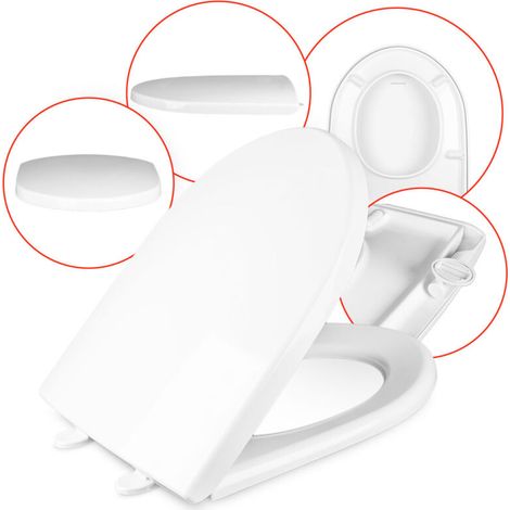 Abattant WC - Duroplast - Frein De Chute - Antibactérien - Pour Cuvette Suspendue Ou Compacte - 42 x 36 cm (1/3)