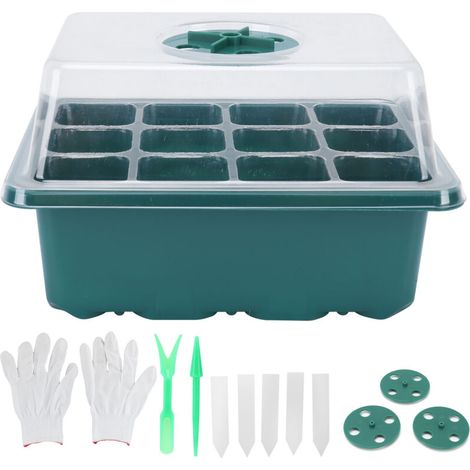 Plateau de Semis 12 Cases Hydroponique Kit Démarrage Plantes Accessoire Jardinage (1/5)