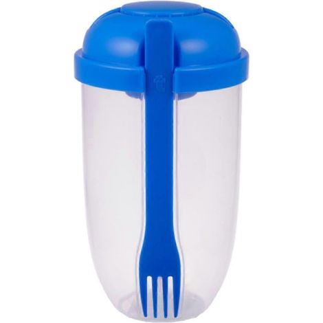 Saladier frais avec récipient à vinaigrette et fourchette, bouteille de conservation alimentaire portable en plastique pour pique-nique (1/5)