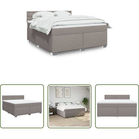 vidaXL Taschenfederkern - Boxspringbett mit Matratze Taupe 180x200 cm Stoff (1/5)