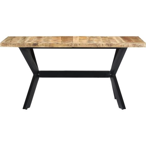 Vidaxl – Table à manger 140x70x75 cm – Bois de manguier massif – Style industriel – Pieds en acier – Construction robuste et unique (1/7)