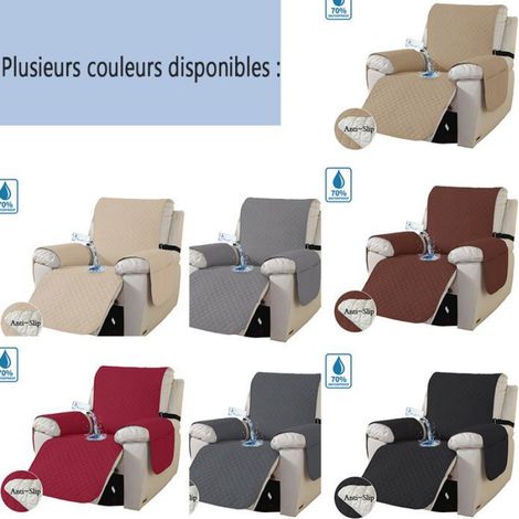 Housse de Fauteuil inclinable imperméable, Housse de Protection de canapé antidérapante,Sangles élastiques et Poches de Rangement,B (1/5)