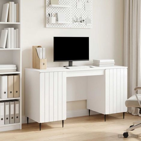 vidaXL Scrivania Bianco Lucido 142,5 x 50 x 75 cm Legno ingegnerizzato (1/5)