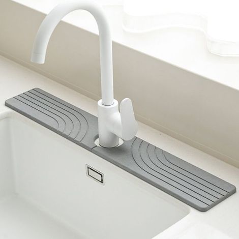 Tapis de Séchage pour Évier - Terre de Diatomées - Gris Foncé - 40x10 cm - Absorbant et Antidérapant (1/5)