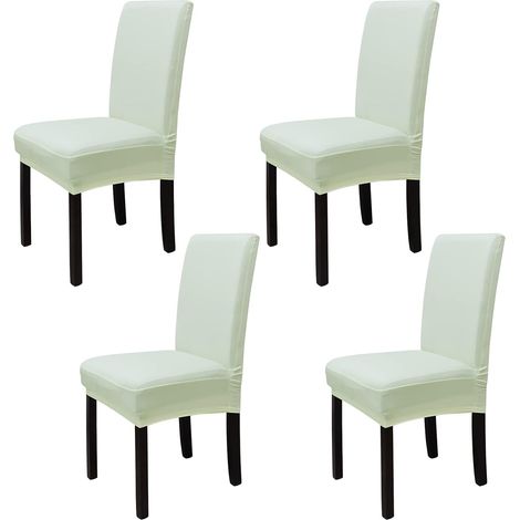 4 Pièces Housse de Chaise de Salle à Manger Élastique, Beige (1/5)