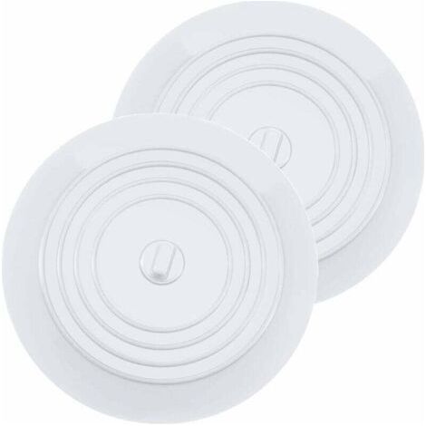 Bouchons pour Baignoire Silicone Bouchon evier de Cuisine 15,3 CM de Diamètre pour Les Cuisines, Salles de Bains et Blanchisseries Bouchon de Vidange (2PCS, Blanc)