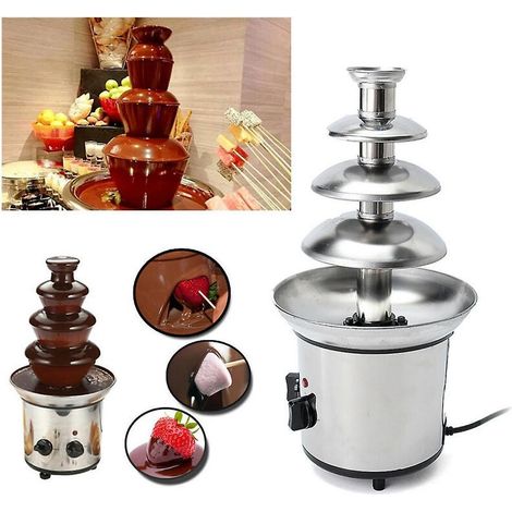 Schokoladenbrunnen, 4-stöckige elektrische Schmelzmaschine, Fondue-Set, für Schokoladenbonbons, Ranch-Dressing, Na