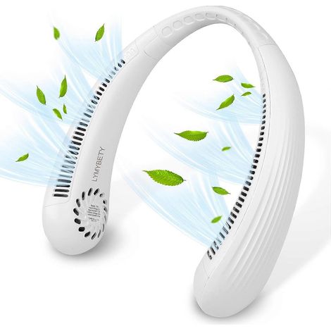 Ventilateur de cou, ventilateur de cou rechargeable à suspendre, ventilateur mains libres sans pales avec 3 vitesses, batterie de 3000 mAh, ventilateur personnel portable pour hommes, femmes et enfant (1/5)