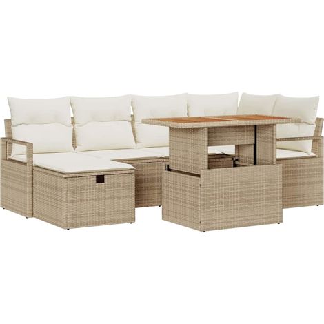 Garden Sofa Set 7 pcs Beige Poly Rattan vidaXL (1/5)