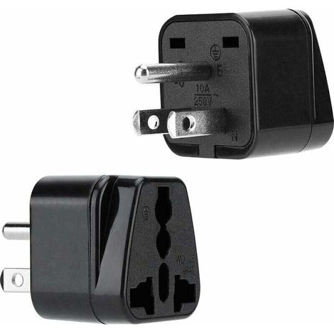 Adaptateur de prise de courant 2x noir - Lot de 2 adaptateurs de voyage type B pour prises pour l'Allemagne, l'Italie, l'Espagne et la France - Convertisseur (1/4)