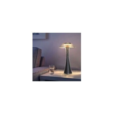 Lampe de table design rechargeable lampe à poser LED tactile - Dimmable Titane lampe de chevet USB 3W lampe de bureau sans fil avec batterie et abat-jour pour chambre salon et bureau [Classe énergétiq (1/5)