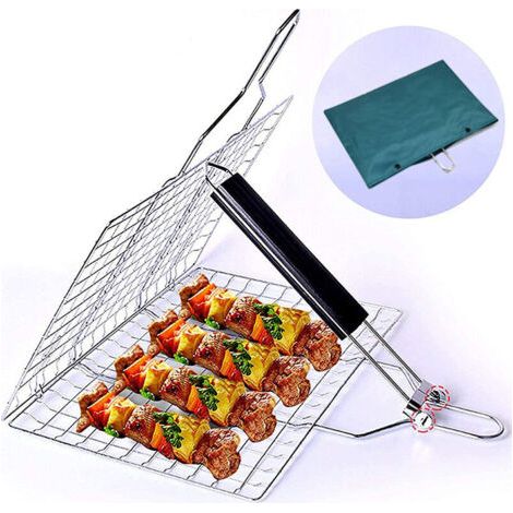 QORVA
-Panier à Griller, Panier de Barbecue En Acier Inoxydable, Panier Grille pour Barbecue, Acier Inoxydable Pliable Panier à Poisson En Acier Inoxydable avec Poignée Amovible pour Poisson, Steak, C