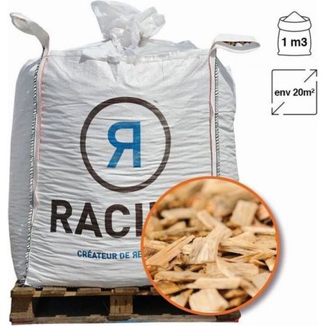 Racine – Paillage naturel copeaux de bois 1 m3 – Pour 20m2 – Densité élevée – Idéal pour espaces extérieurs