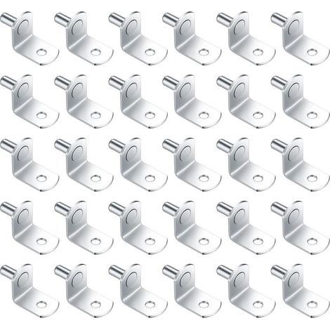 30 Pieces Metal Shelf Support Pegs, 5mm L Shape Angle Brackets for Furniture, Cabinets, Cupboards, and Bookshelves (1/5)