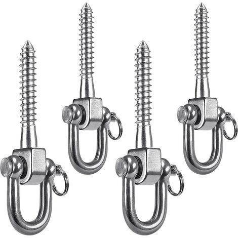 Lot de 4 Crochets de Plafond pour Charges Lourdes - en Acier Inoxydable 304 - pour Sac de Frappe - Pivotant à 360 ° - avec Mousqueton - Support de Plafond - pour Sacs de Sable (1/5)