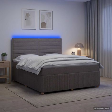 vidaXL Cama de muelles con LED y colchón Topo 140 x 200 cm Tela (1/5)