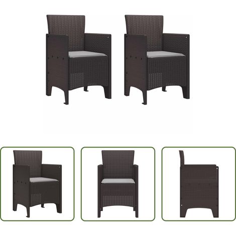 Chaise de terrasse - Chaise de jardin 2 pcs Marron 53 x 49 x 85 cm Polypropylène (1/5)