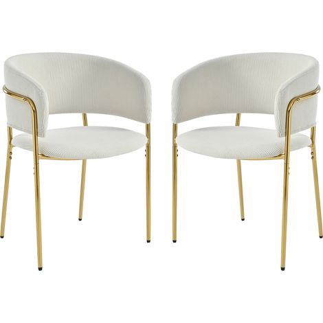 Set di 2 sedie moderne in corduroy beige con gambe in metallo e piedini regolabili (1/5)