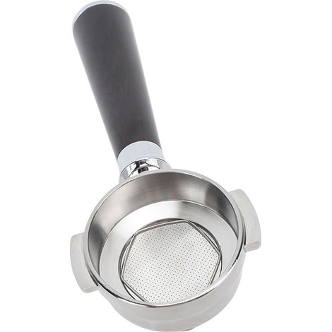 Porte-filtre sans fond de 58 mm, bec verseur unique, en acier inoxydable, manche en bois massif, style bois de santal. (1/5)
