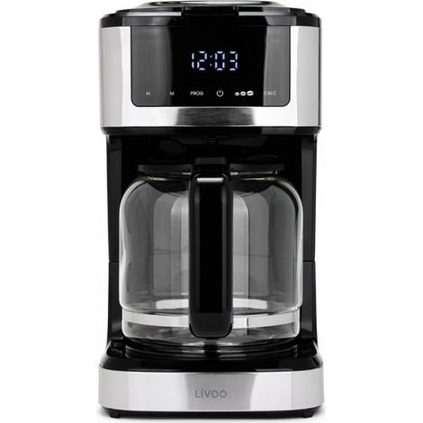 Cafetière électrique programmable Livoo DOD208 15 tasses, 1,8L, filtre réutilisable, fonction programmation, Noir