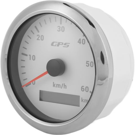 Compteur GPS 85mm 0-60km/h avec écran LCD rétroéclairé réglable, odomètre pour voiture bateau, 9-32V DC blanc (1/5)
