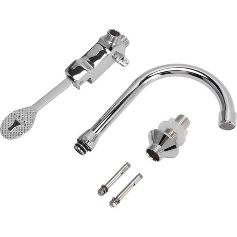 Ensemble de robinets à pédale en acier inoxydable, mains libres, argent, sans contact, Kit de robinet d'eau de contrôle à montage au sol