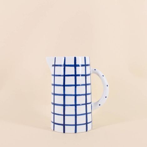 Carafe en céramique à carreaux bleu / blanc 20cm (1/5)