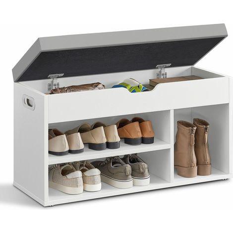 Schuhschrank mit Stauraum, weiß und grau (1/5)