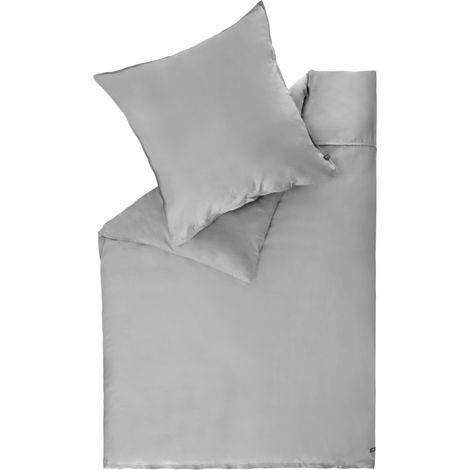 SCHÖNER WOHNEN Linge de lit en satin PLAIN - 1 pièce 135x200 cm, gris