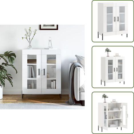 Sideboard Hochglanz-Weiß 69,5x34x90 cm Holzwerkstoff - Schreibtisch - Wohnzimmermöbel - Sideboard - Regal - Holz Sideboard (1/5)