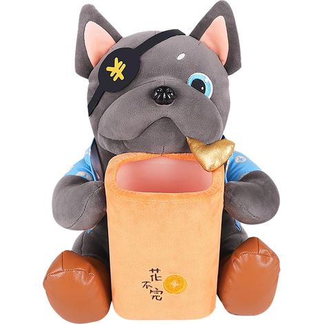 Poubelle de voiture, boîte à mouchoirs en peluche, organisateur en forme de chien, design doux à double , support interactif pour déchets mignons, idéal pour le nettoyage du véhicule, le (1/5)