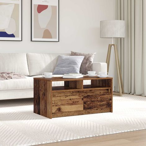 vidaXL Tavolino da salotto con cassetto Legno vecchio 90 x 50 x