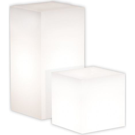 Quadratische leuchtende Laterne YouCube mit LED-Laterne Dekoration Made in Italy für den Außeneinsatz -Tall Model - 80 cm / Mehfarbig / Mit Kabel