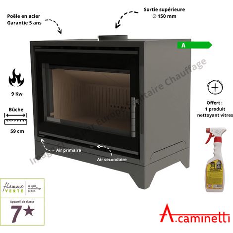 Poêle à bois Panorama 75 Slim A.Caminetti (1/2)