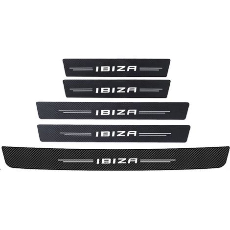(5 pièces) Bandes de protection en fibre de carbone pour portières de voiture avec logo Seat Ibiza,protection de seuil de porte et de coffre arrière,autocollants de pare-chocs (1/3)
