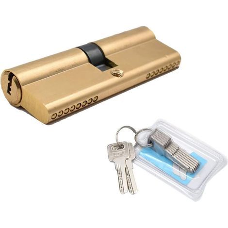 Serrure de Porte Antichoc, Porte Cylindre Européen, Double Cylindre ProfiléDouble Cylindre de Serrure en Laiton, Serrure de Sécurité Double, pour Tous les Types de Portes 45/45(90mm) (1/4)