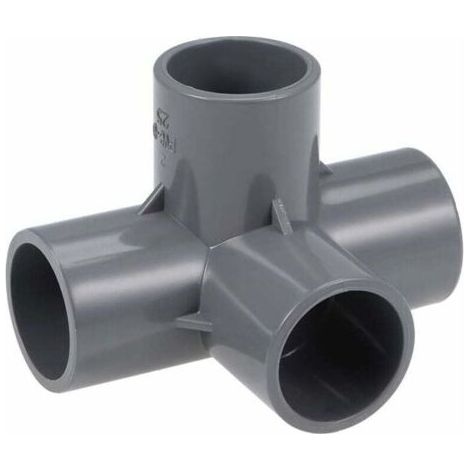 Green Mobility-Raccord en PVC 4 voies, gris, Ø25 mm, connecteur de tuyauterie pour assemblage solide, idéal pour la plomberie, le bricolage et les structures de jardin. (1/2)
