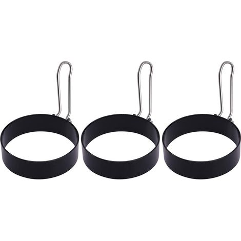 Eierring, runde Eierkocherringe aus Edelstahl mit Antihaftbeschichtung, kreisförmige Form, Haushaltsküchenhelfer für Spiegeleier, McMuffin-Sandwiches, Eierkocherformen (1/5)