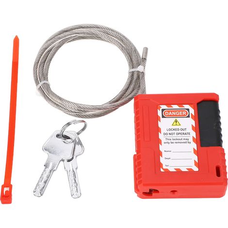 Ortviai Serrure de Sécurité pour Procédure LOTO avec Câble Réglable en Acier Inoxydable 1 m, Ø4 mm