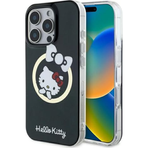 Custodia per iPhone 16 Pro Hello Kitty IML Fun Bow MagSafe (nera) (1/5)