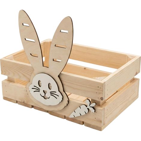 Scatola di Pasqua in legno "Coniglietto" da assemblare (Kit fai da te) grezzo