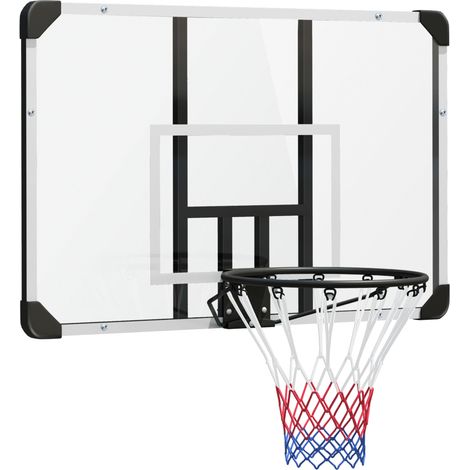 Canestro da basket da parete con tabellone e rete in acciaio nero 113 x 61 x 73 cm (1/5)