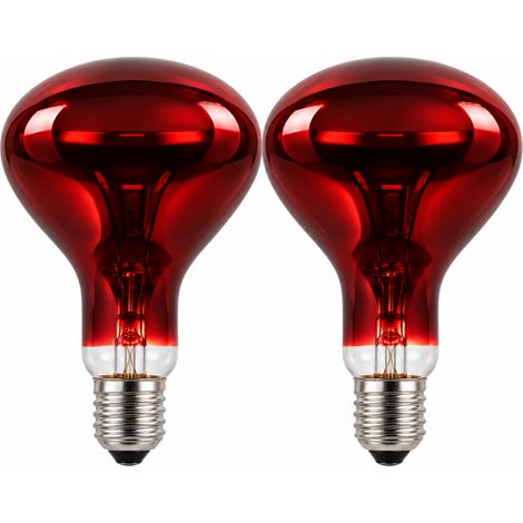 Pack 2 Bombillas Infrarrojas Rojas 250W E27 Ø115 mm (1/4)