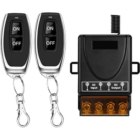 Télécommande sans fil 100 m, 12 V CC/24 V/36 V/48 V/72 V, 30 A, interrupteur d'éclairage à distance pour pompes à eau, voitures, motos, systèmes de sécurité, portails roulants (100 m, 2 V, 1 V CC 12 V (1/5)