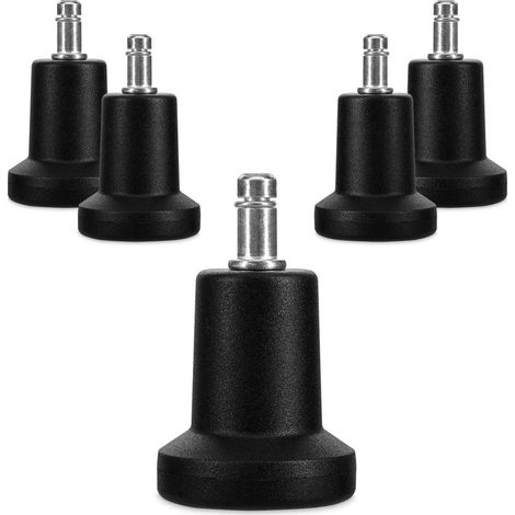 Office Chair Bells - Set of 5 Replacement Caps for 10/22mm Chair Casters - Silent Fixed Seat Leg for Hard Floors (1/5)