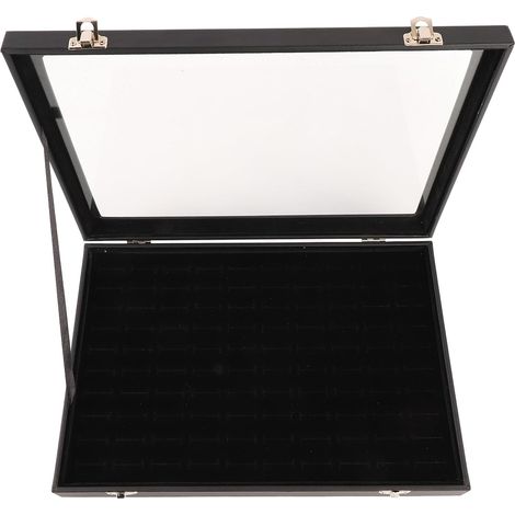 Ring Display Stand with 100 Slots for Jewelry, Stud Earrings, Earrings, Tray Holder, Storage Box with Transparent Lid for Jewelry (1/5)