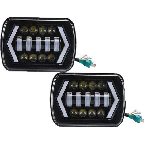 Convient aux phares LED de 7 pouces pour Jeep Wrangler  phares LED rectangulaires pour voitures Wrangler, feux de route et de croisement.