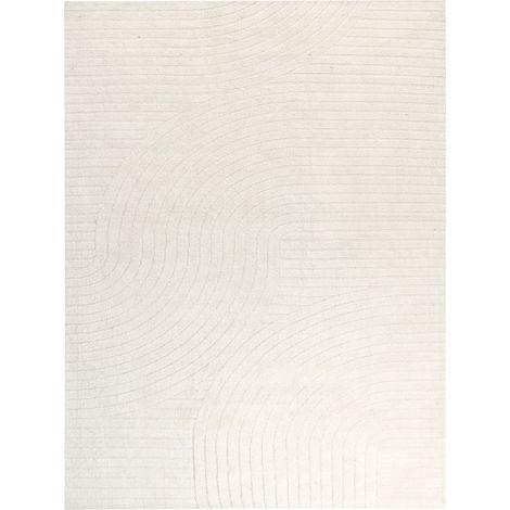 Tappeto moderno minimalista in lana con motivo astratto intagliato 300 x 400 cm a pelo basso Beige Dagari