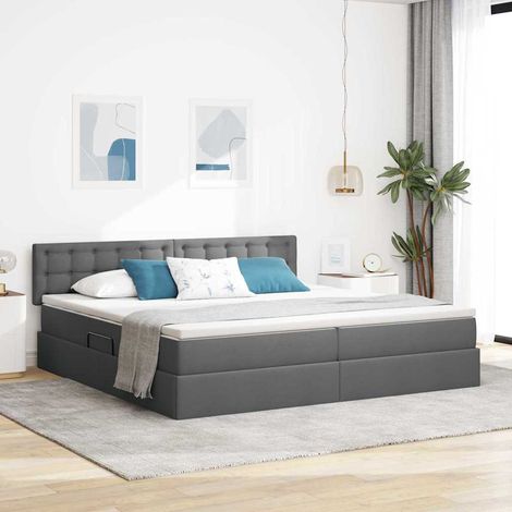 Aufbewahrungsbett mit Matratze Dunkelgrau 200 x 200 cm (1/5)